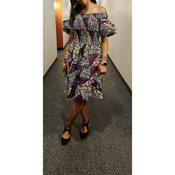 Women's Stylist African Dress Brown Multicolor - Picture 1 of 3